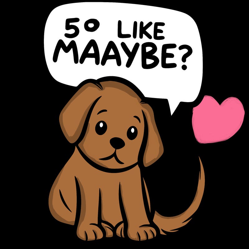 a puppy that says 5 like maybe