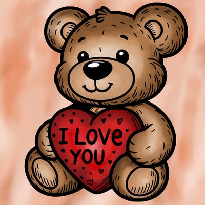 teddy bear holding an i love you heart