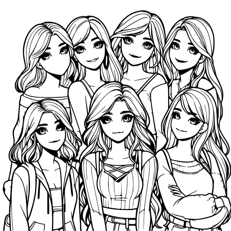 a group of girls realistic