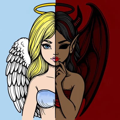 realistic angel half demon