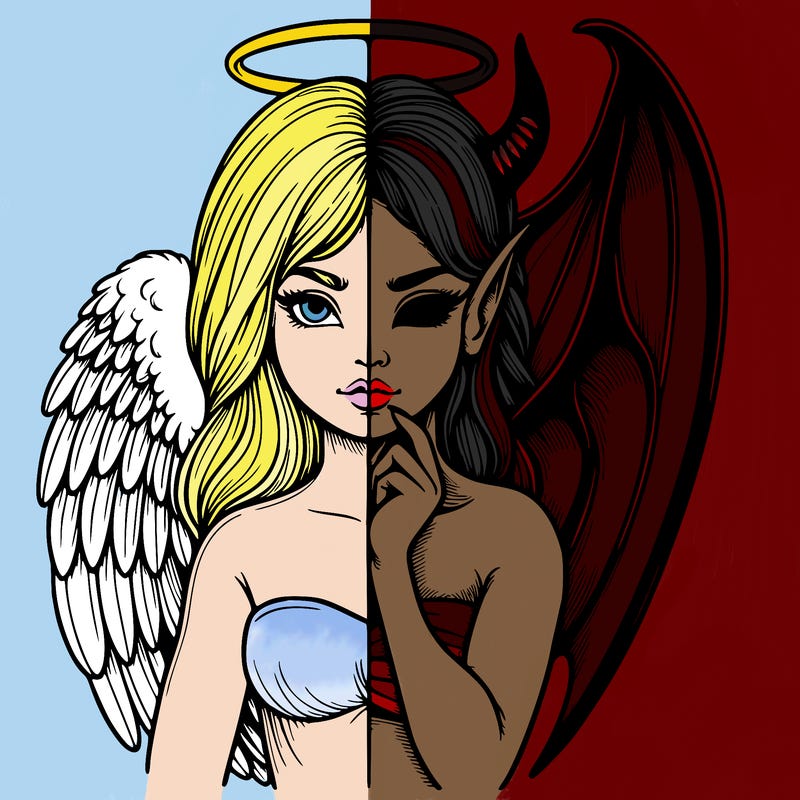 realistic angel half demon