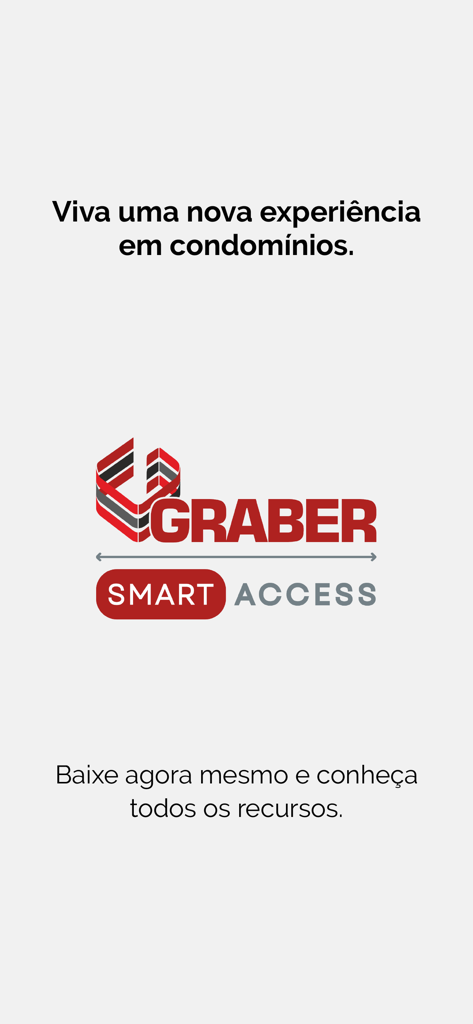 Graber Smart Access mobile app splash screen with logo and tagline for smart condominium living