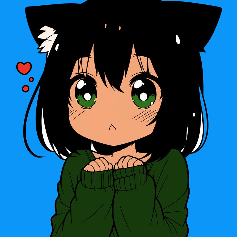 shy anime catgirl