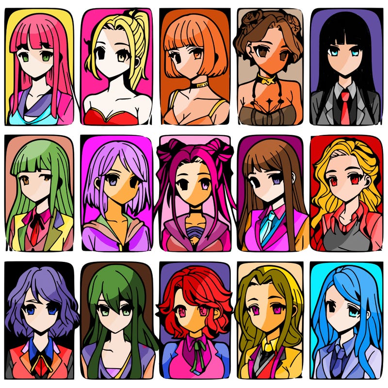 girls that look diffrent anime