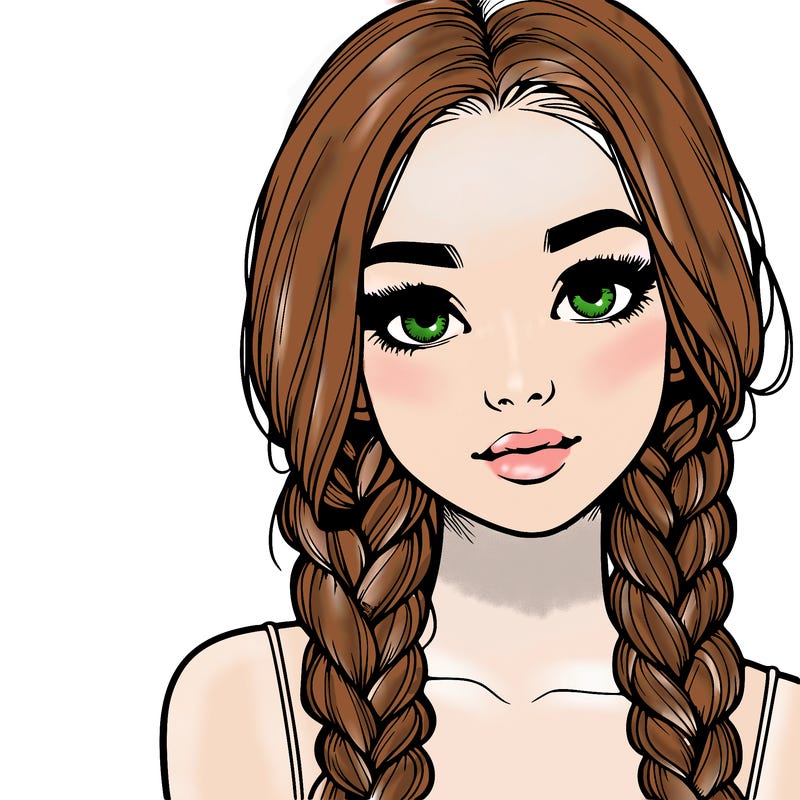 realistic girl with braids
