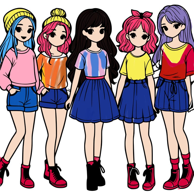 a group of five girls