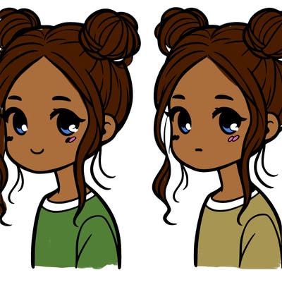 girl with hair buns