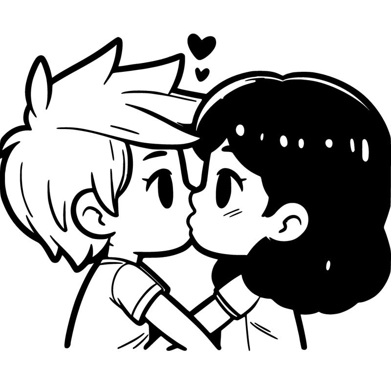 boy and girl kiss