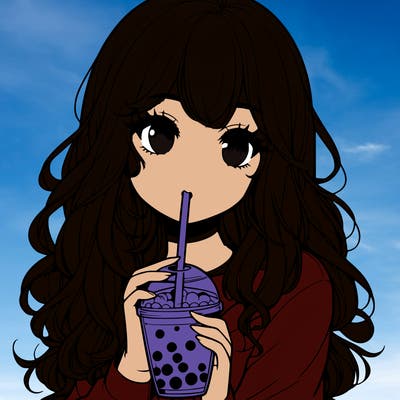 realistic girl drink a boba