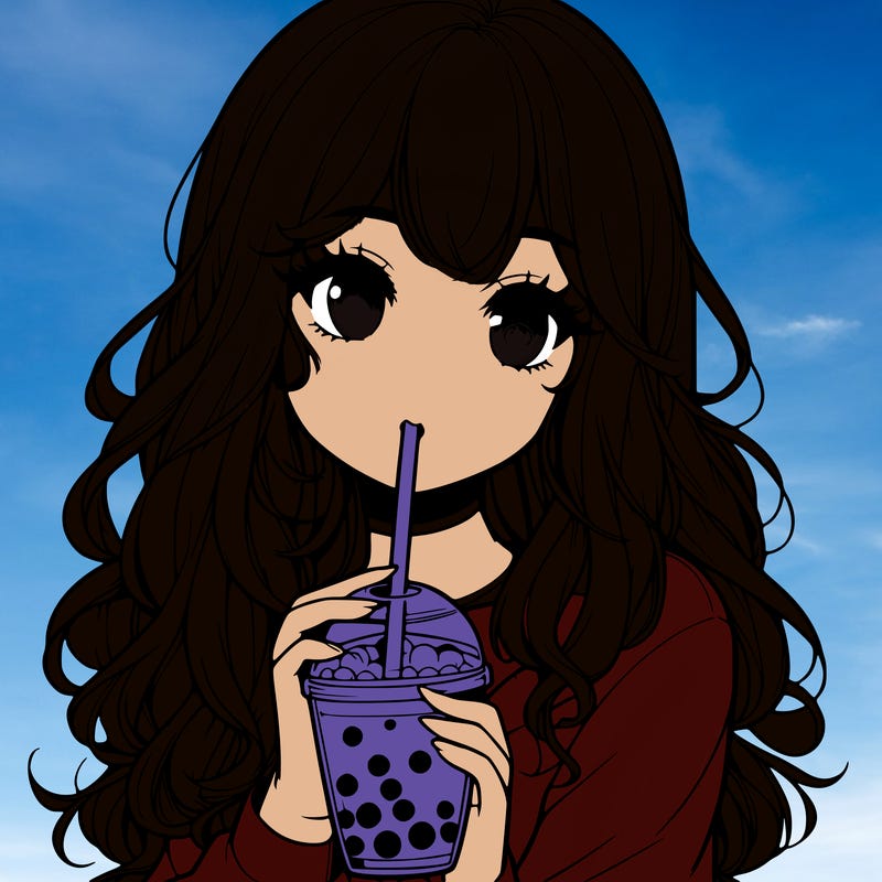 realistic girl drink a boba