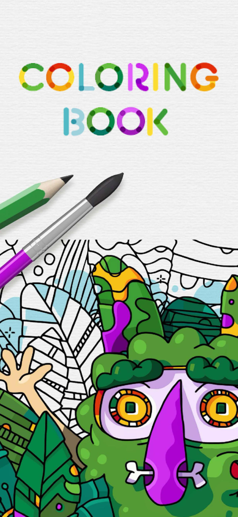 Tayasui Coloring Book - A colorful digital illustration from the Tayasui Coloring Book app with a pencil and paintbrush