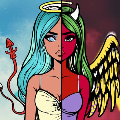 devil vs angel realistic girl