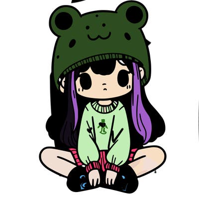 a girl wearing a frog hat and some frog socks