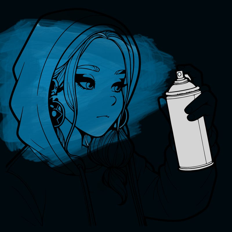 a realistic girl, spray painting