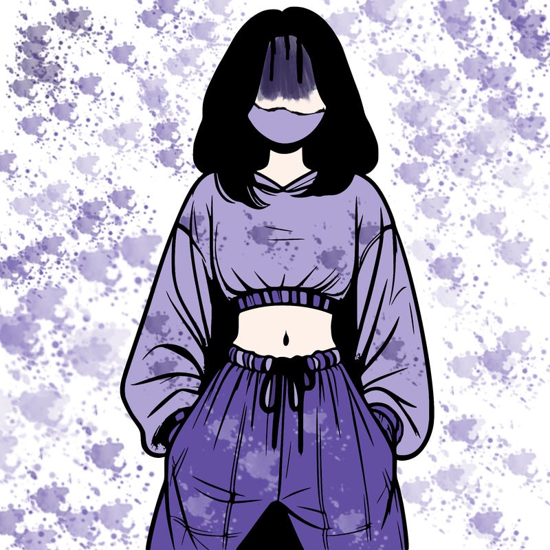 realistic girl faceless with baggy pants and a crop top