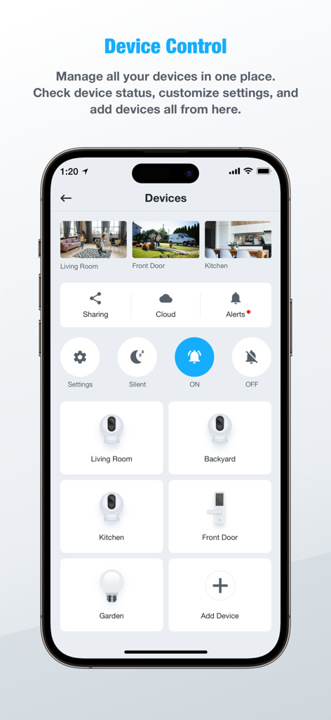 Smartz Eaze - Smartz Eaze app dashboard showing management of various smart home devices like cameras and locks