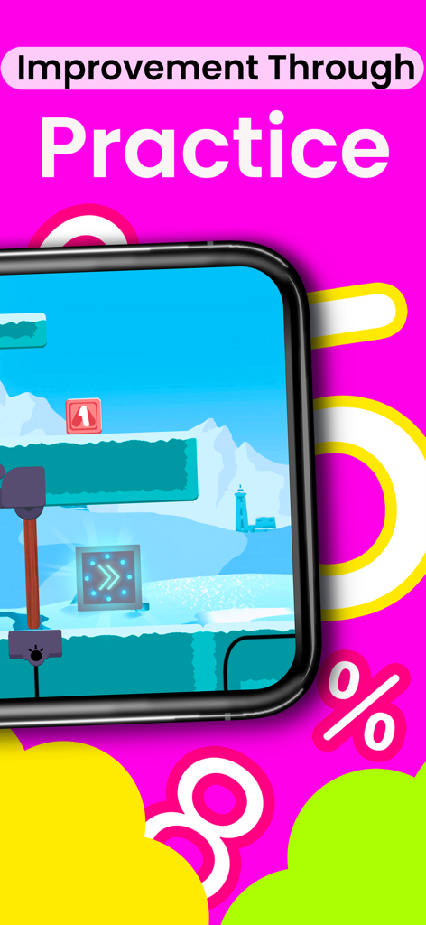 Monster Math : Kids Fun Games - Monster Math educational game showing a snowy level and practice slogan