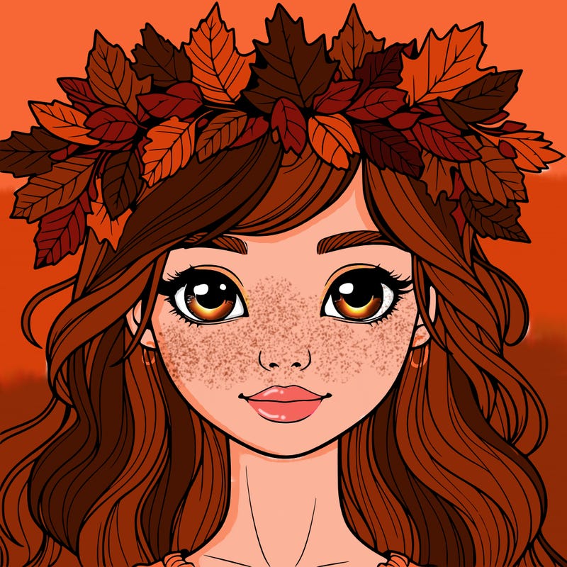realistic girl with fall leaf crown