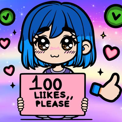 a girl with a sign saying 100 likes, please