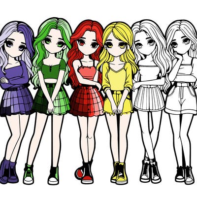 a group of girls realistic