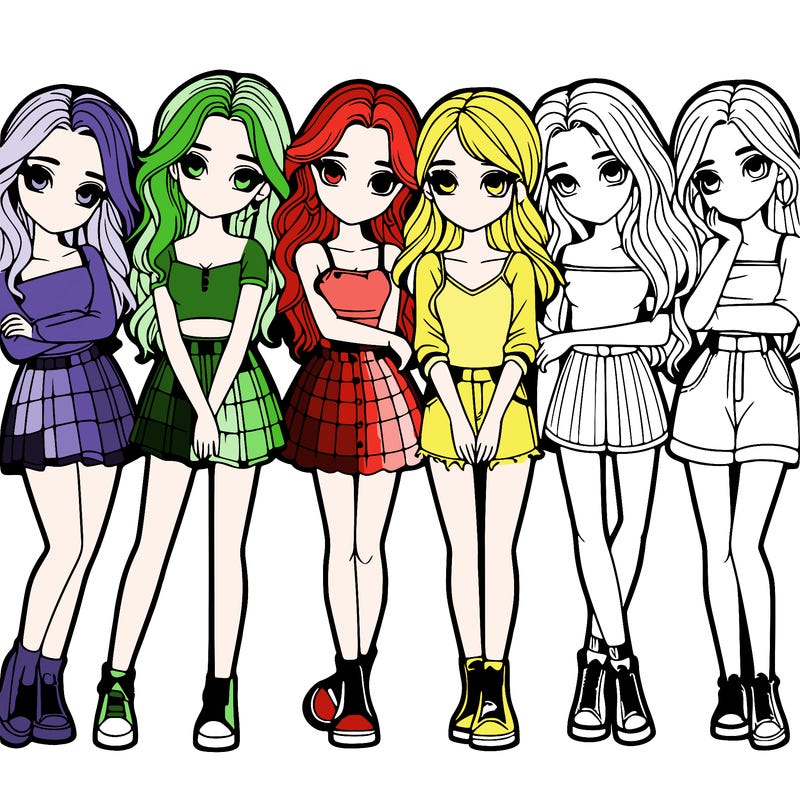 a group of girls realistic