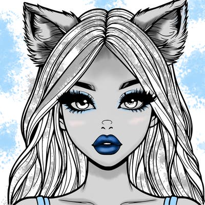 realistic girl with fox ears and realistic lips