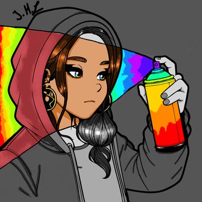 a realistic girl, spray painting