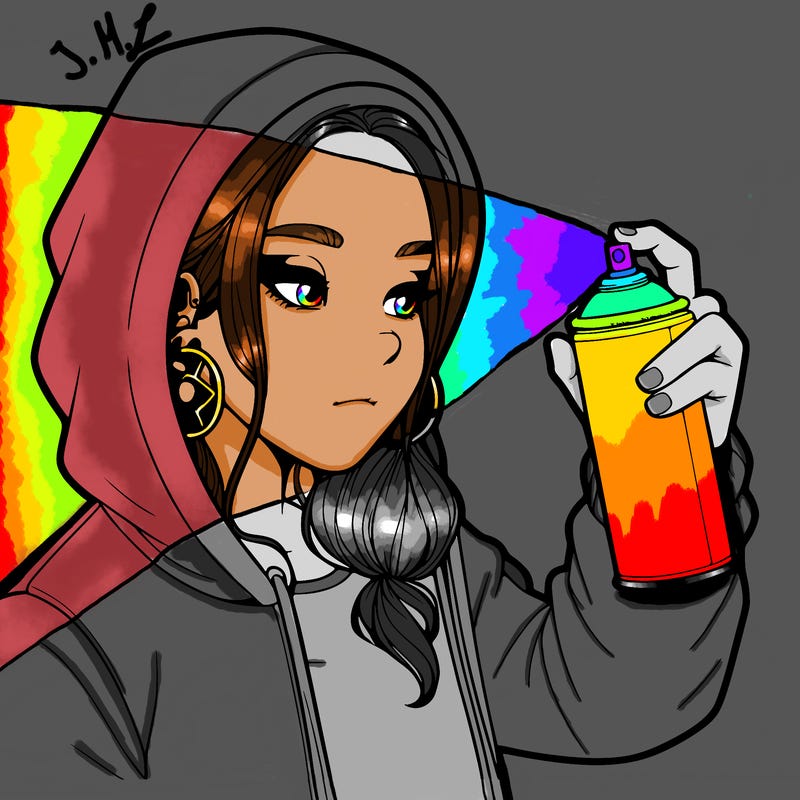 a realistic girl, spray painting