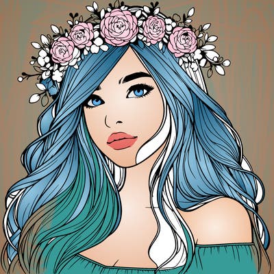 realistic girl with flower crown