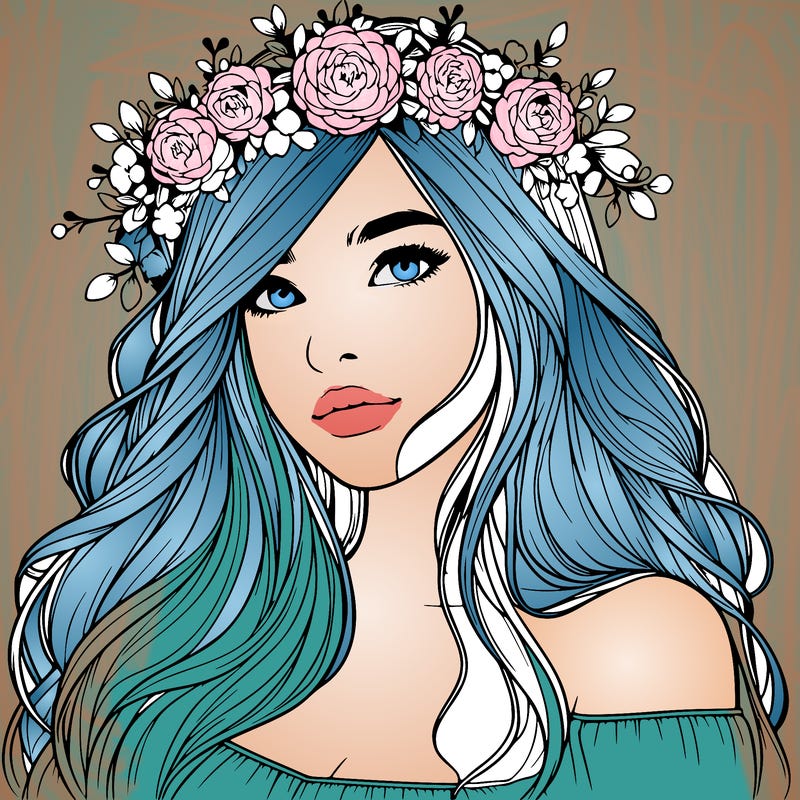realistic girl with flower crown