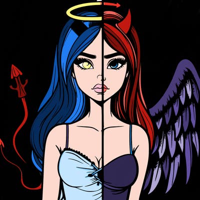 devil vs angel realistic girl