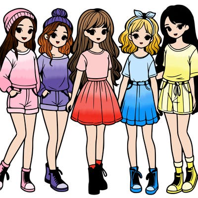 a group of five girls