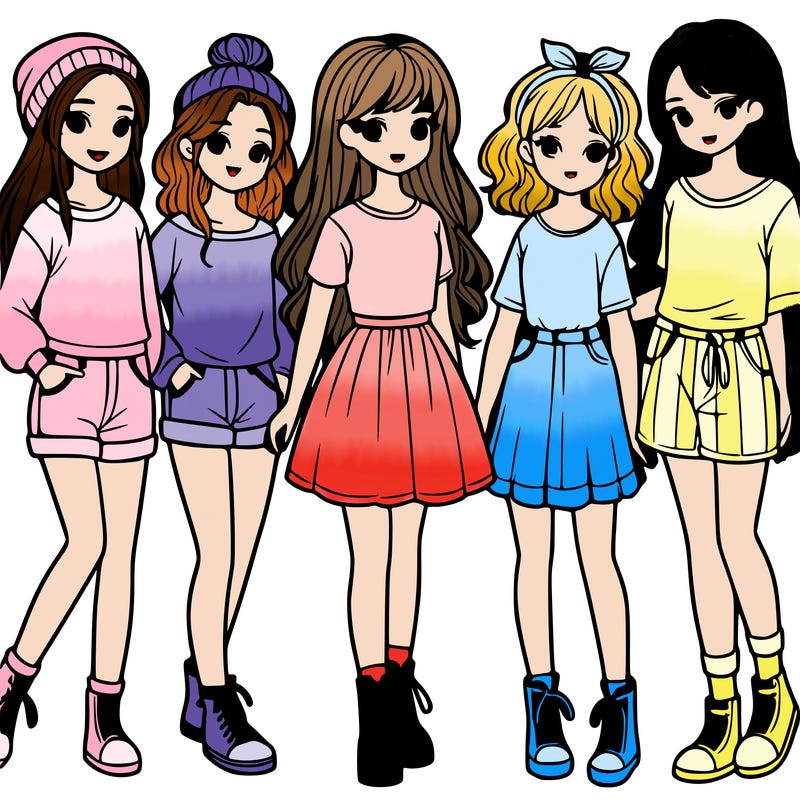 a group of five girls