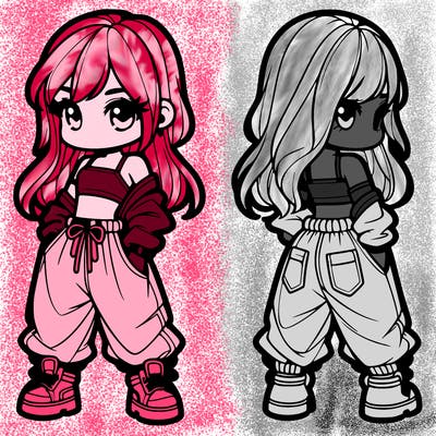 girl in crop top and baggy pants