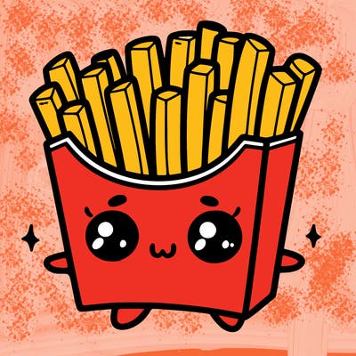 a cute. french fries