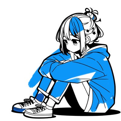 sad anime girl sitting alone