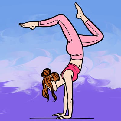 a woman doing a handstand