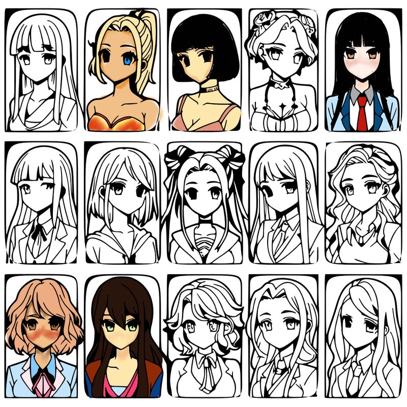 girls that look diffrent anime