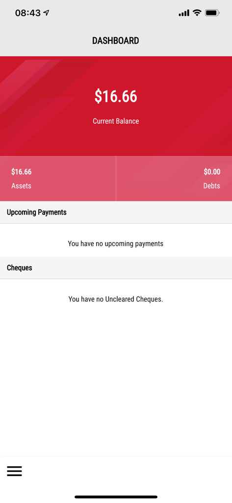 FNB Mobile App dashboard displaying account balance and financial summary