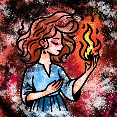 woman with fire