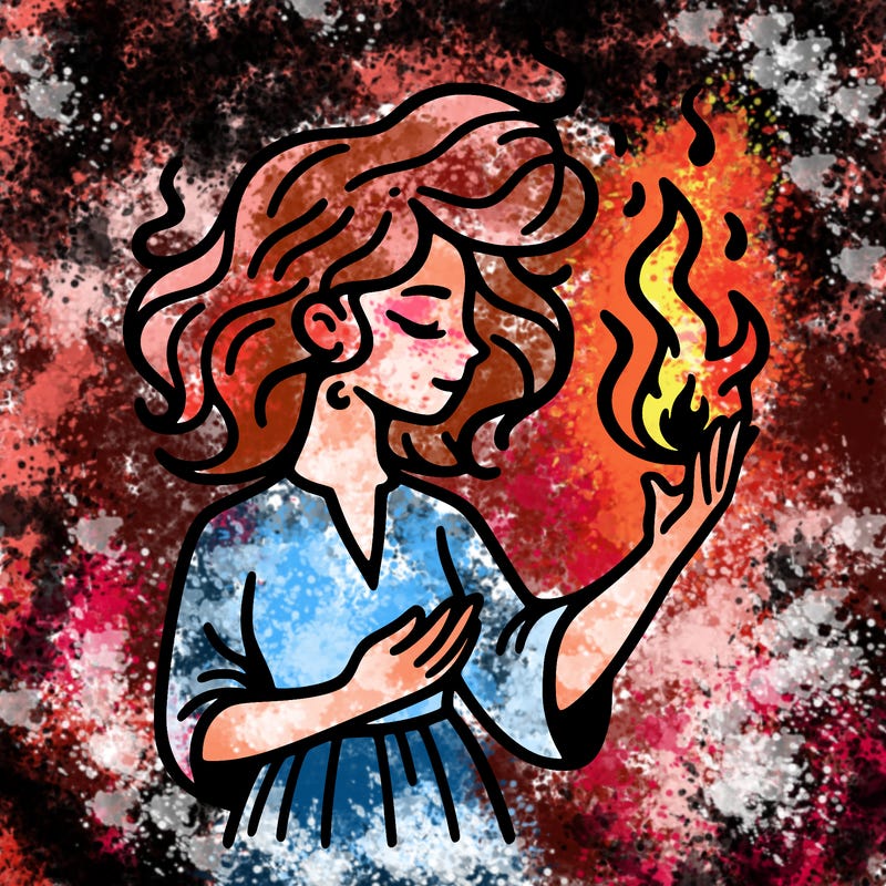 woman with fire