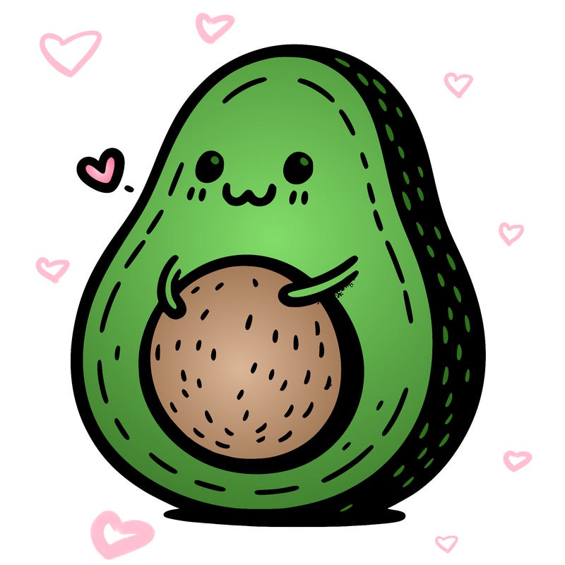 an avocado hugging an avocado