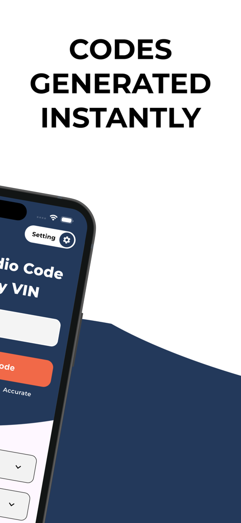 Radio Code Finder for Renault - Interfaccia dell'app che mostra la generazione istantanea di codici autoradio per Renault e Dacia
