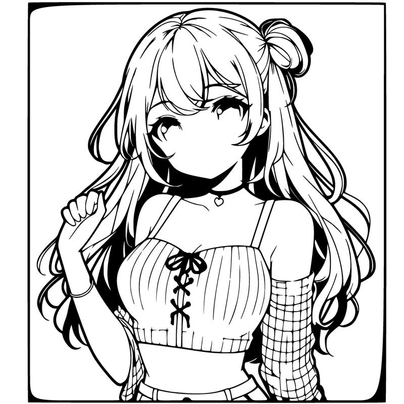 anime girl pretty in cute crop top