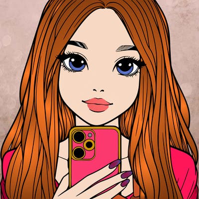 realistic girl with a phone