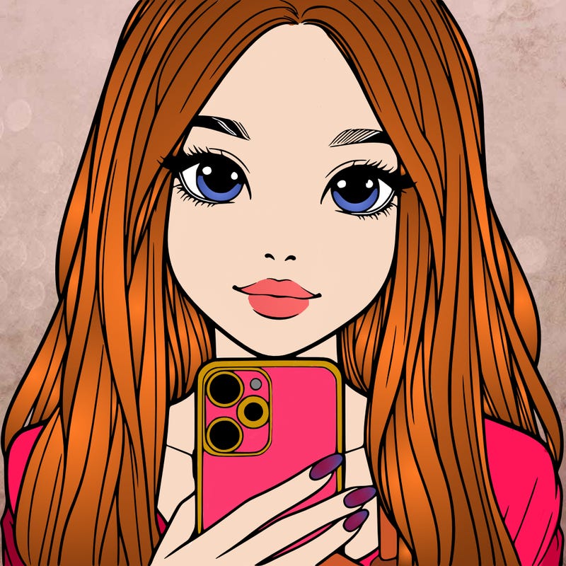 realistic girl with a phone