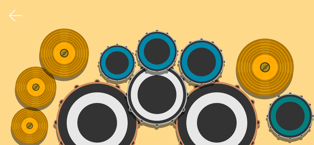 Drum Set - Real Drum Simulator - A top-down view of the virtual drum kit interface featuring colorful cymbals and drum pads