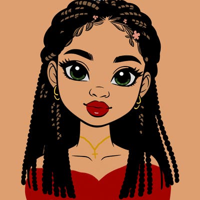 a realistic black girl with braids