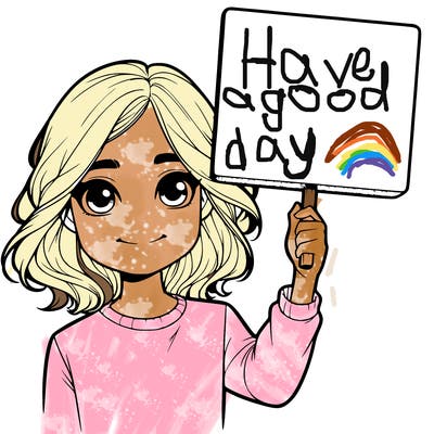 realistic girl holding up a sign