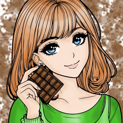 realistic girl with chocolate in her hand
